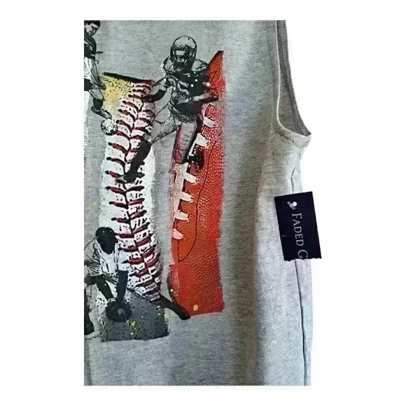 Faded Glory Boys 2XL 18 Graphic Tank Top Gray Red Game on 24/7 NWT - Picture 5 of 6